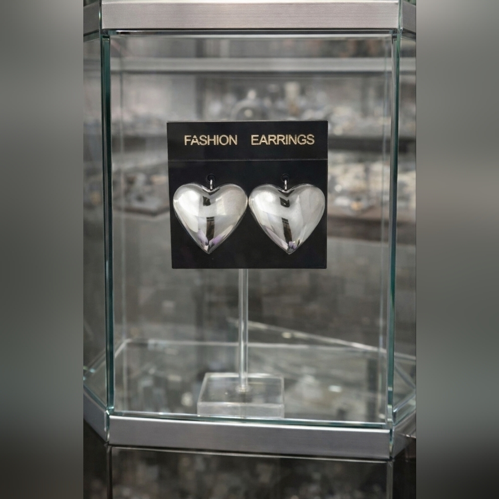 Women's silver heart earrings